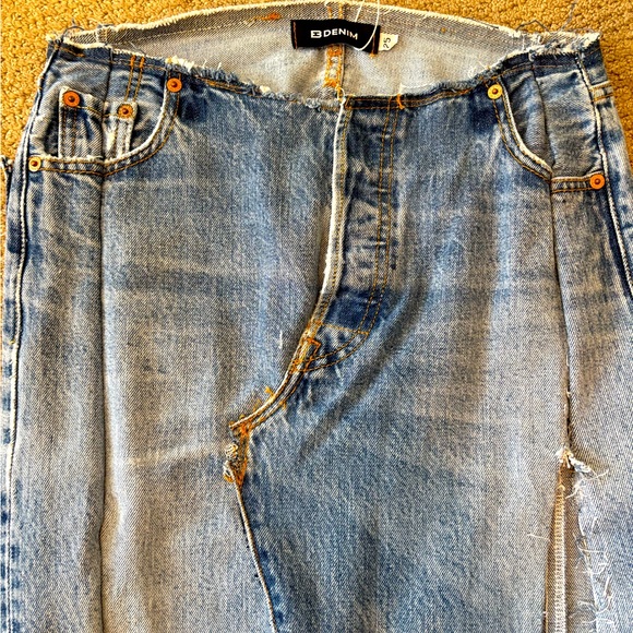 Vintage EB Denim Robi frayed denim midi skirt sz 25 NWT $450 - Picture 8 of 16